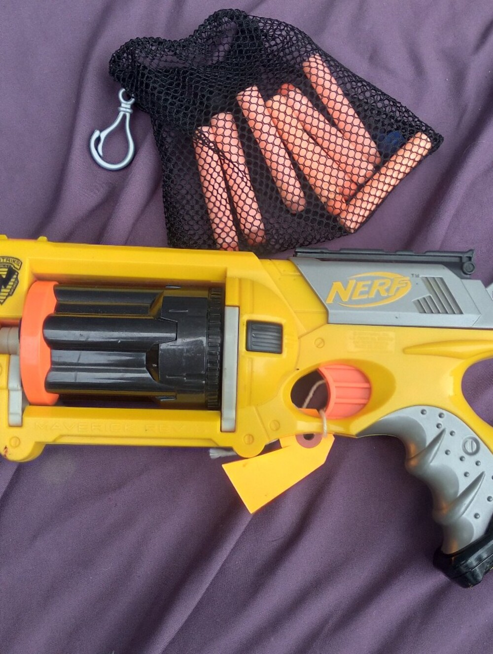 Nerf Yellow and Orange Revolver Dart Blaster with Ammo Pouch
